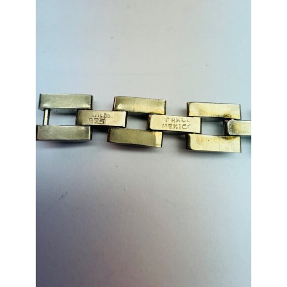 Estate Sterling Silver 925 Panther Link Men’s Bracelet 7.5" Heavy 45.7g Taxco - Picture 10 of 11